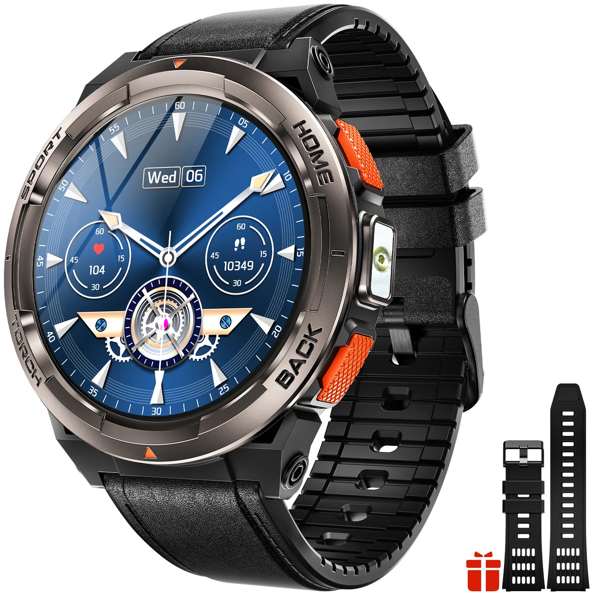 EIGIIS KE5 Rugged Waterproof Smartwatch With LED Flashlight