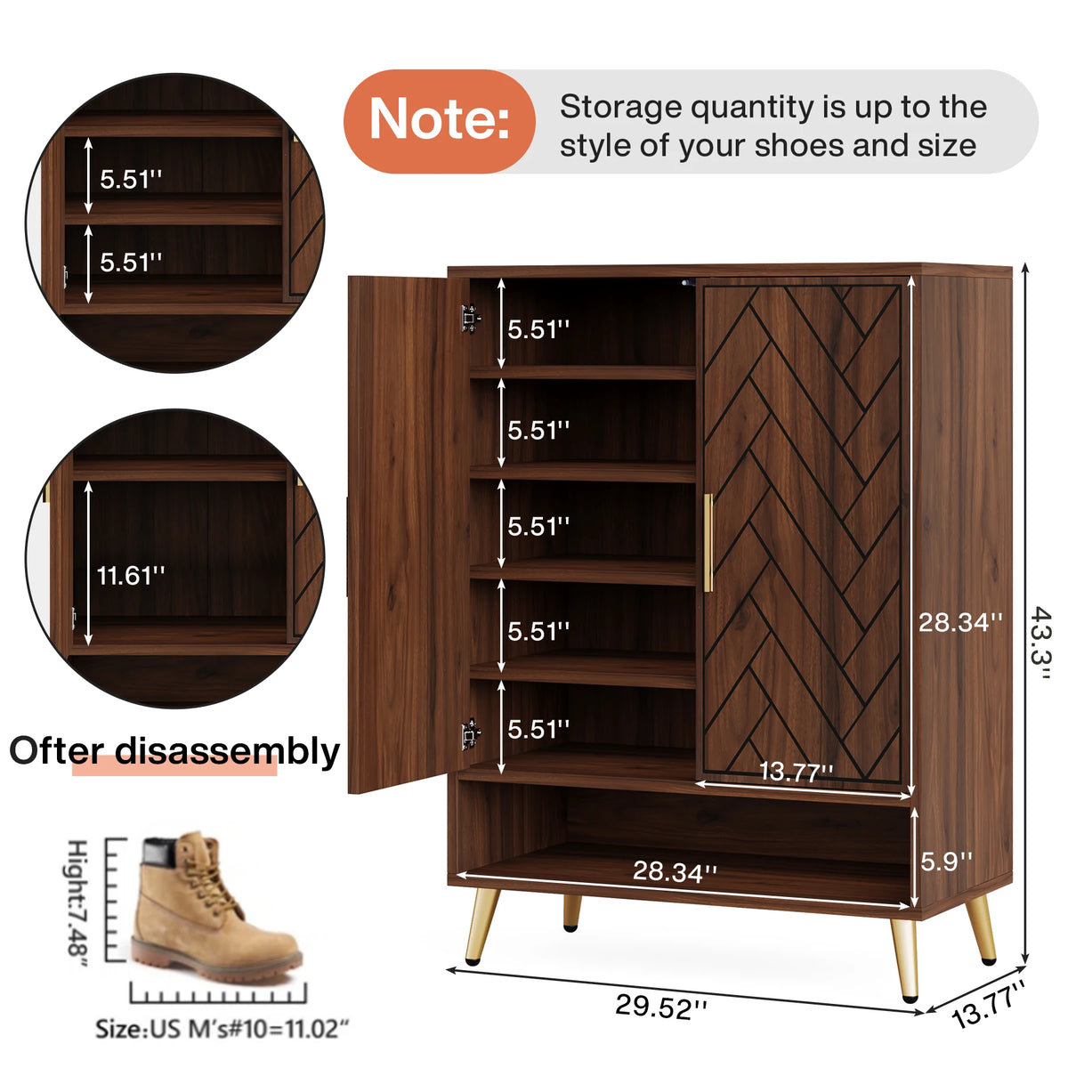 Tribesigns Antique Wooden Shoe Storage Cabinet