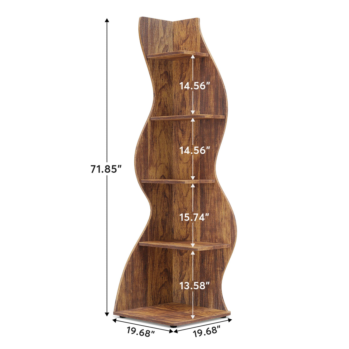 Tribesigns Rustic Five Tier Corner Bookshelf