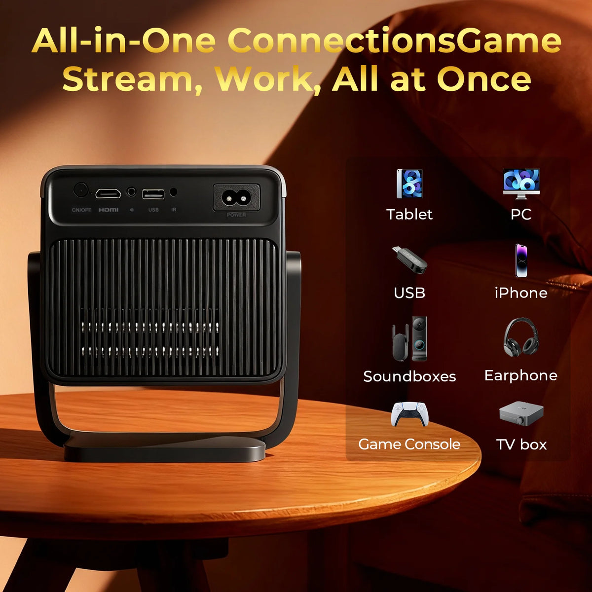 LynCast Native 1080P Smart Projector With Auto Focus