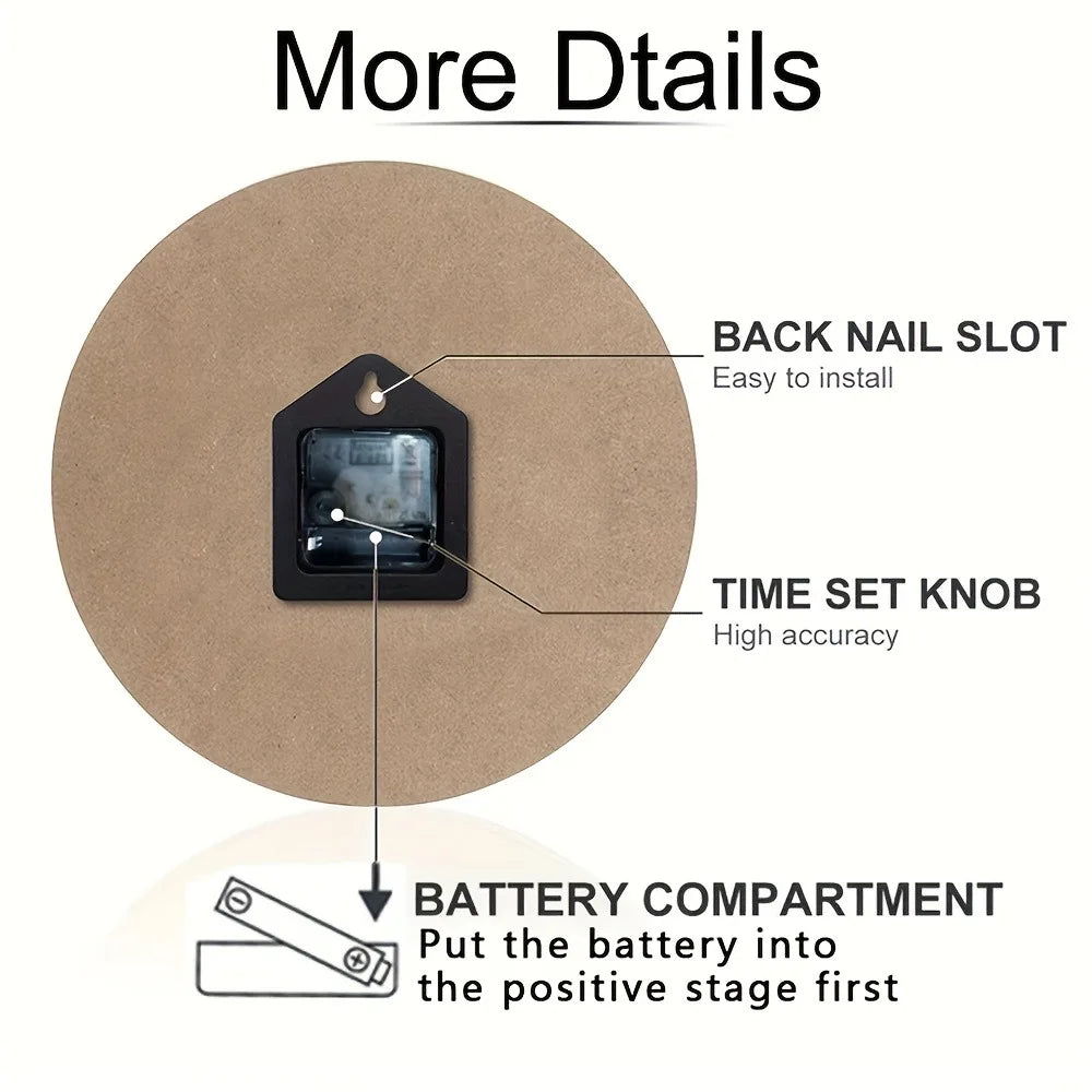 XMSJ Modern Wooden Round Silent Wall Clock