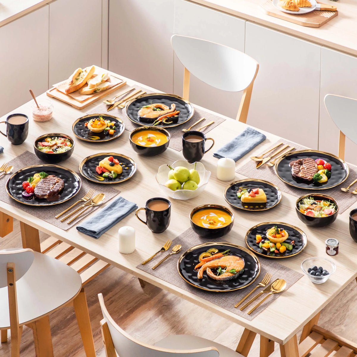 MALACASA Ceramic Dinnerware Set with Plates and Bowls