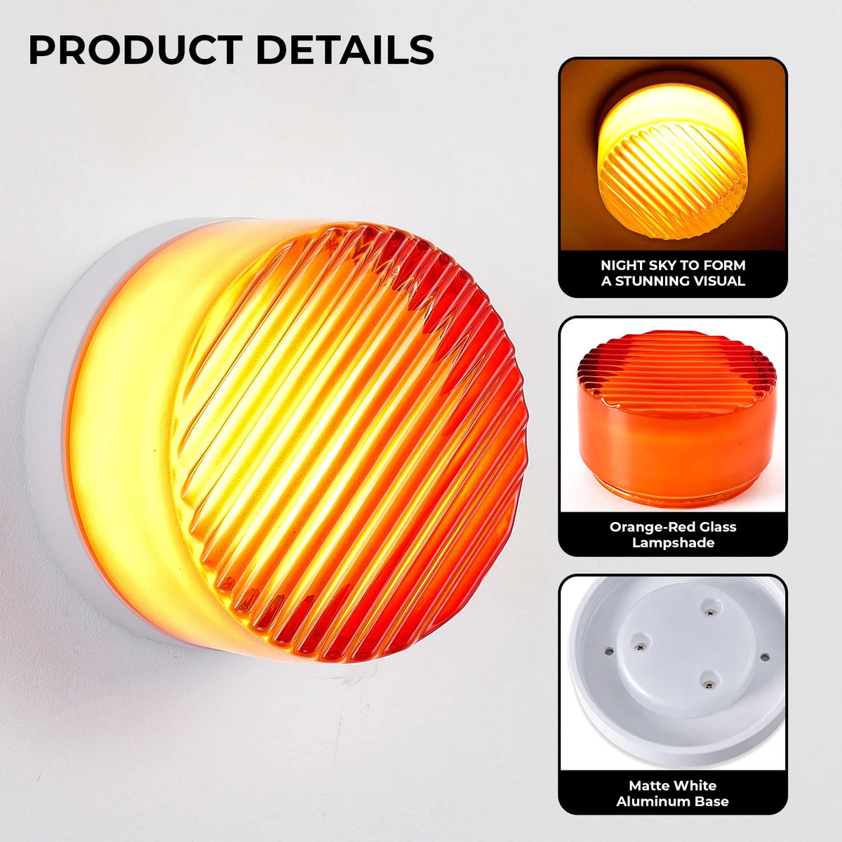 ARLGSITE Aluminum Ribbed Glass Wall Light