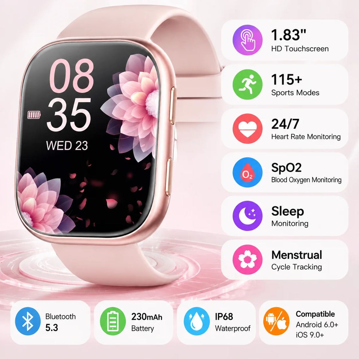 Smartwatch Fitness Tracker With Heart Rate Monitoring