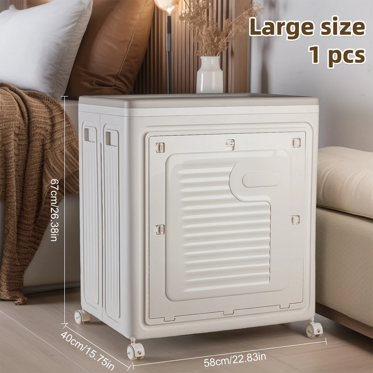 Foldable Storage Cabinet With Wheels For Home