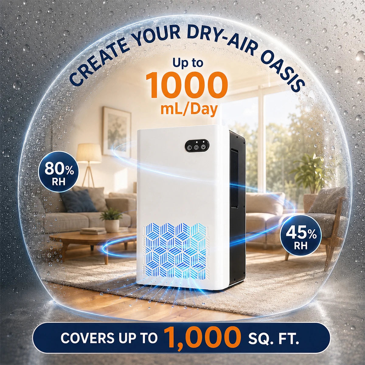 Portable Household Dehumidifier With Auto Shutoff