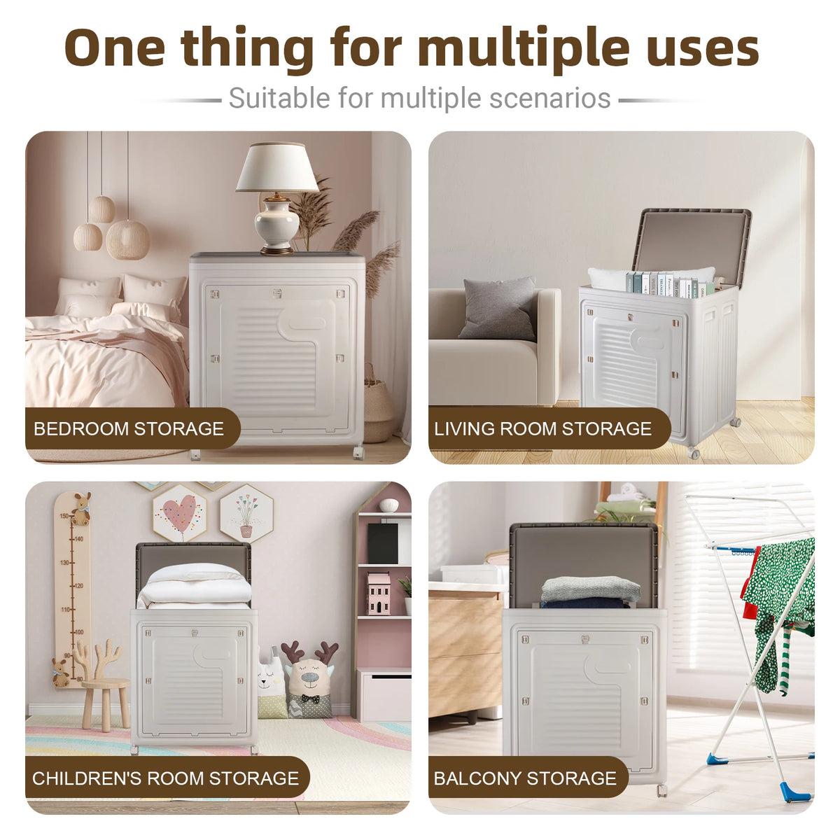 Foldable Storage Cabinet With Wheels For Home