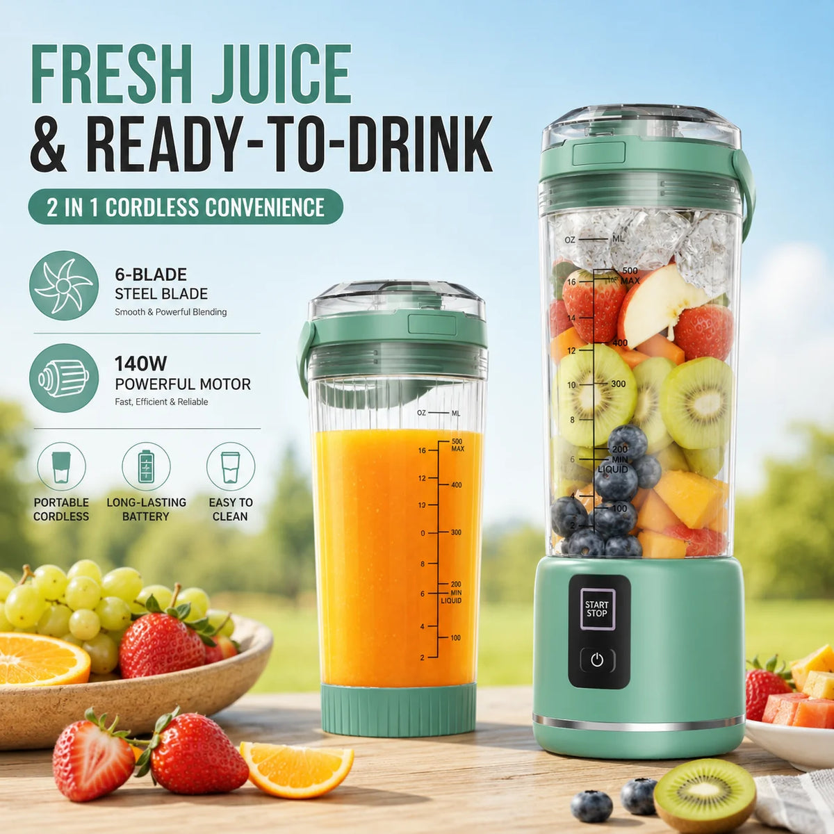 Cordless USB Portable Blender For Smoothies