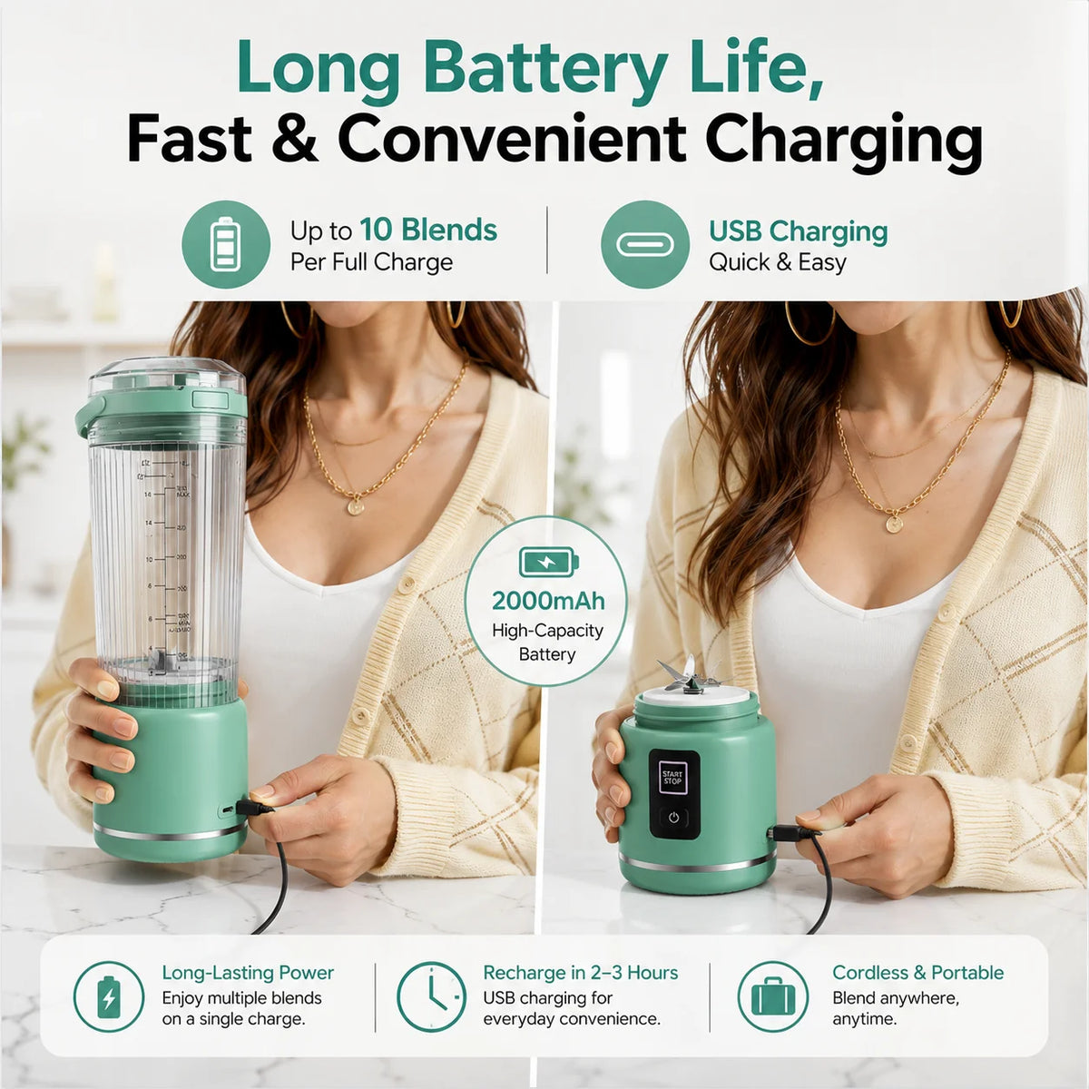 Cordless USB Portable Blender For Smoothies
