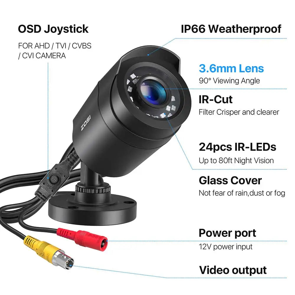 Zosi 2MP 1080P Bullet Security Camera For Surveillance