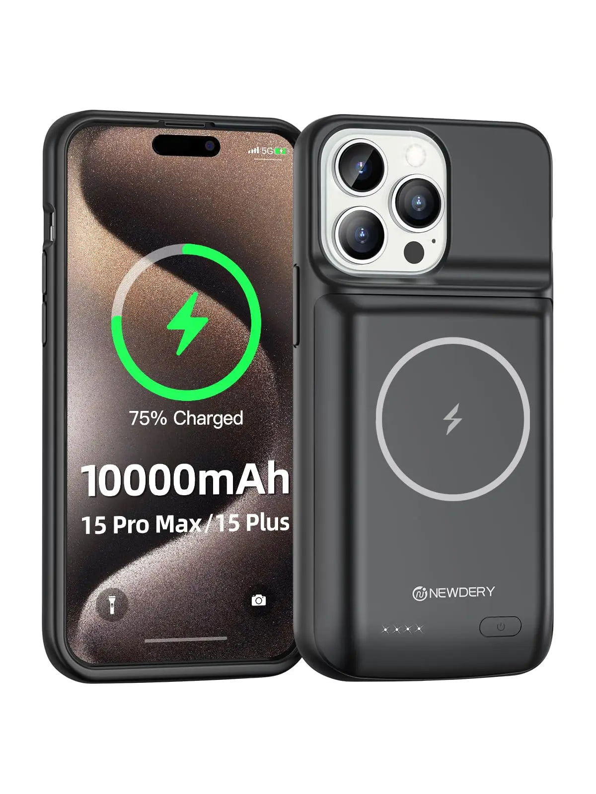 NEWDERY Battery Case for iPhone 15 Pro Max and Plus