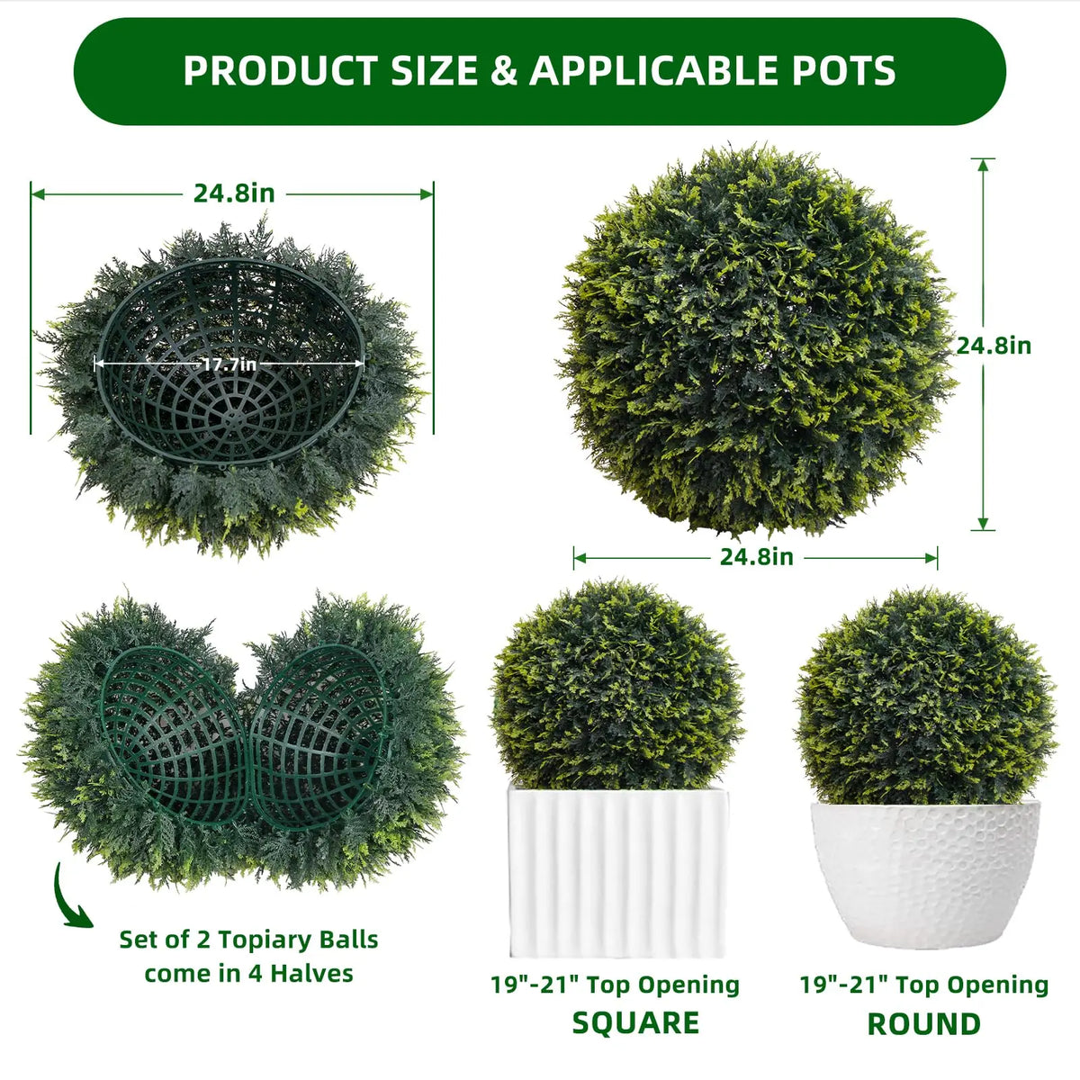 Studyset Artificial Topiary Cedar Balls Set Of Two