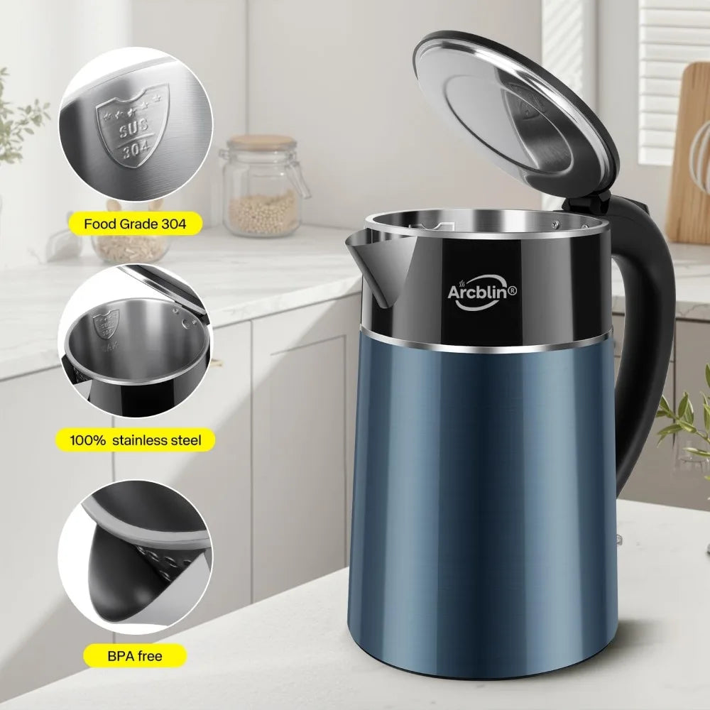 Double Wall Stainless Steel Electric Kettle With Auto Shutoff