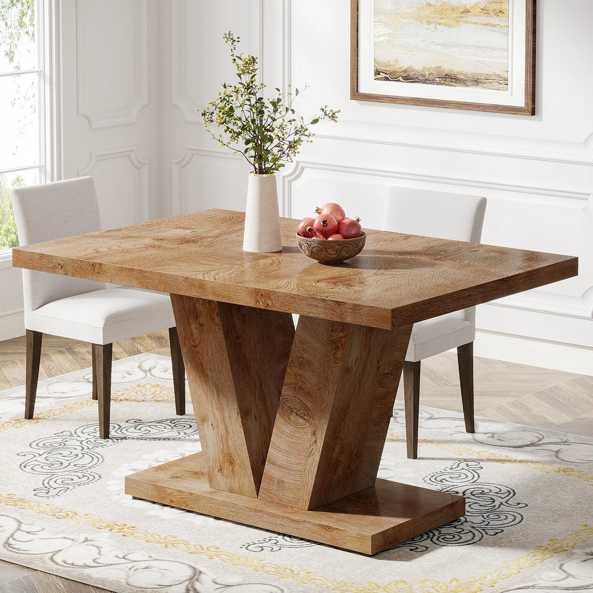 Tribesigns Farmhouse Wooden Dining Table for Home