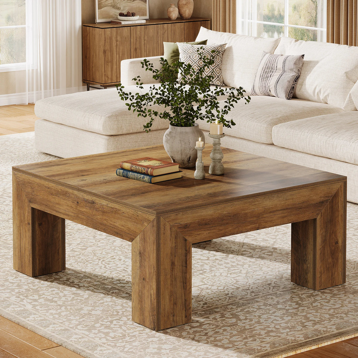 Tribesigns Farmhouse Square Coffee Table