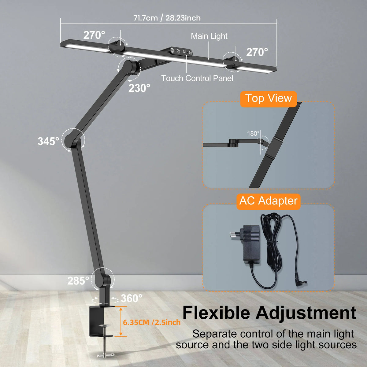 Aiopp Three Head Desk Lamp With Memory Function