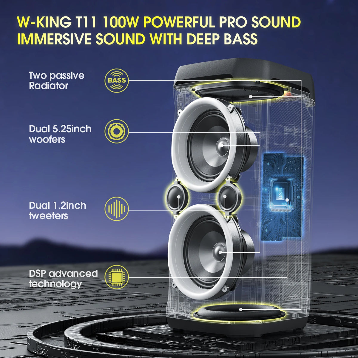 W-King T11 Portable Bluetooth Party Speaker