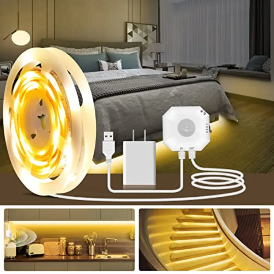 Solar Motion Sensor LED Under Bed Strip Lights With Timer