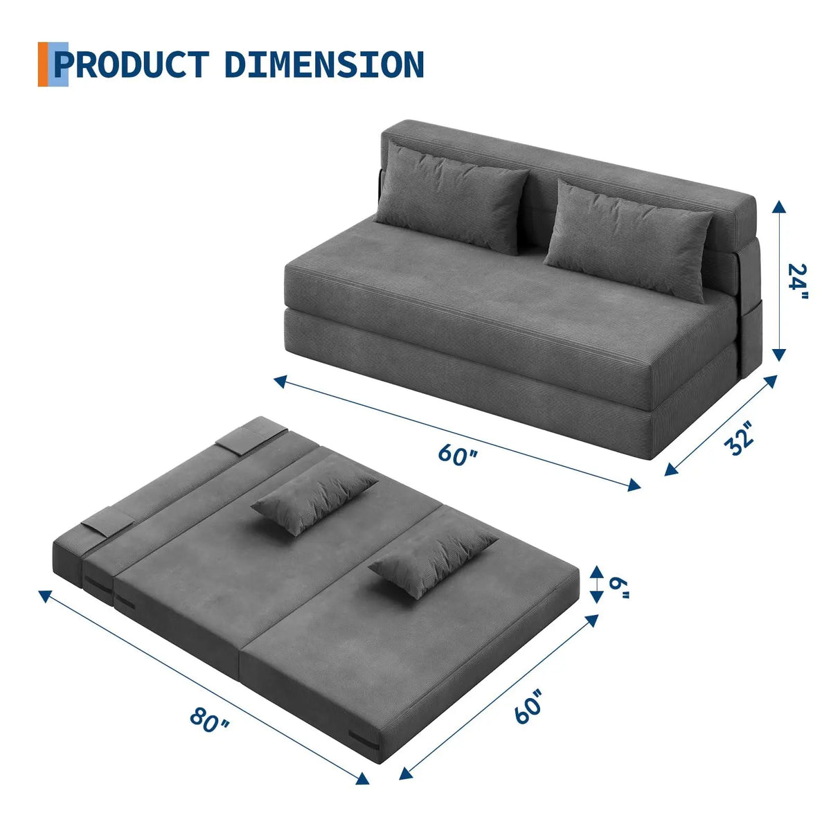 HobbyLane Four In One Folding Sofa Bed With Pillow
