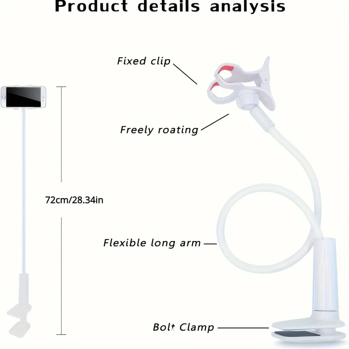 Flexible Gooseneck Phone Clamp Bracket Stainless Steel