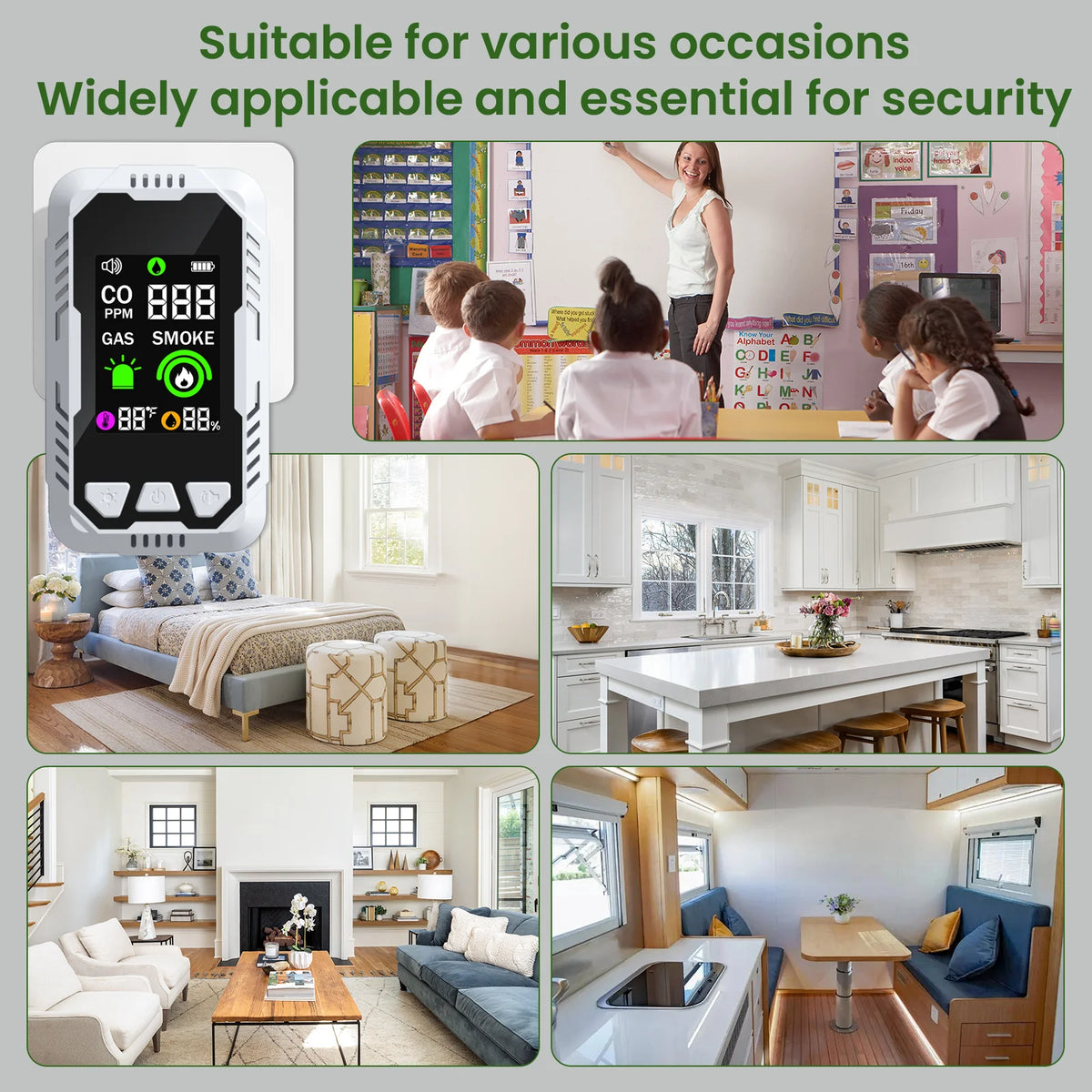 Carbon Monoxide Smoke Gas Safety Detector Combo