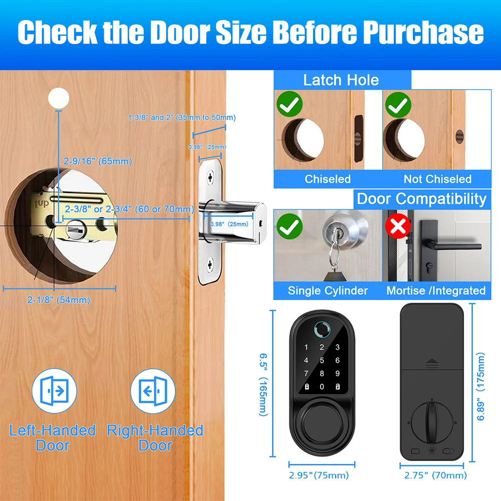 Smart Fingerprint Keypad Deadbolt Door Lock
