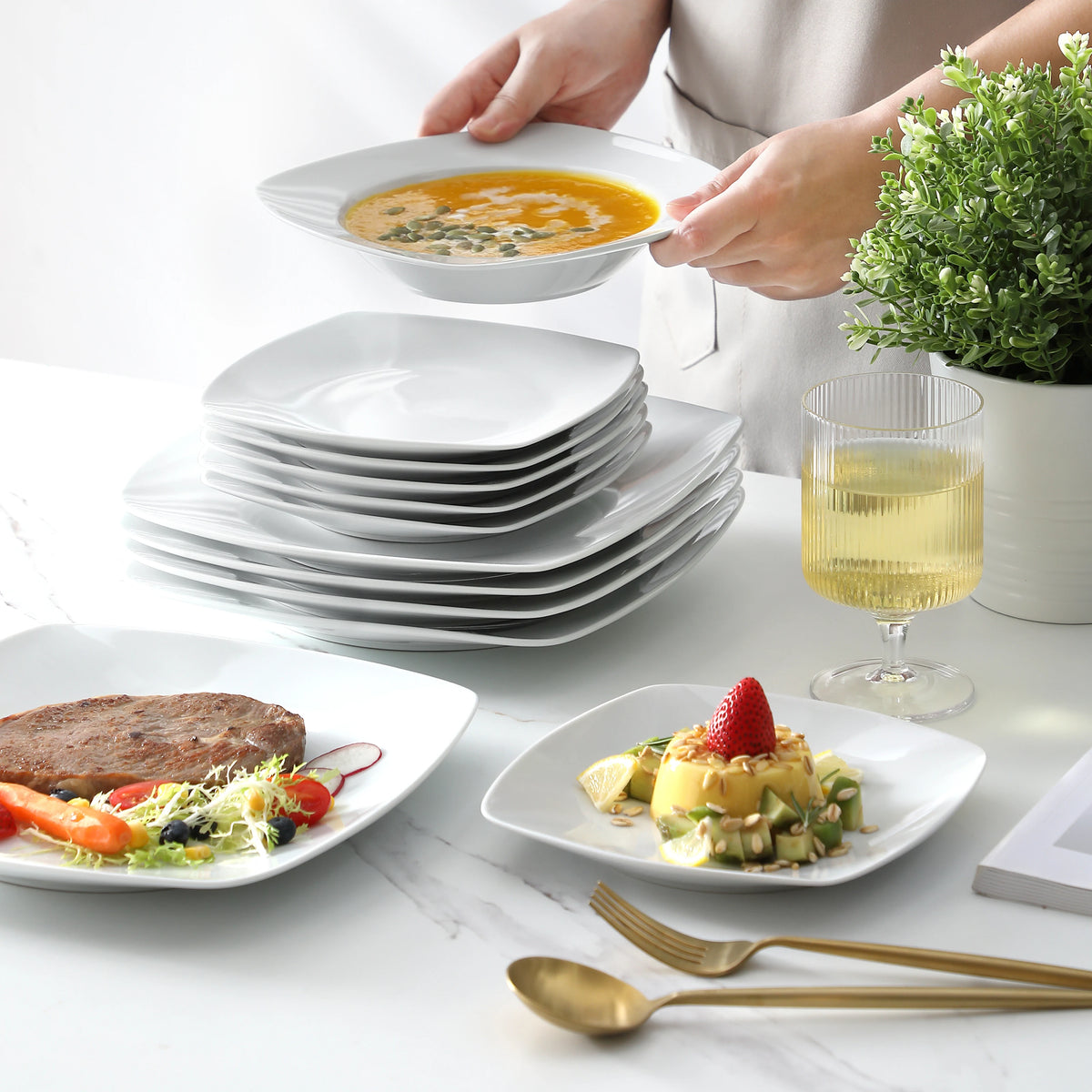 MALACASA Julia Porcelain Dinnerware Set