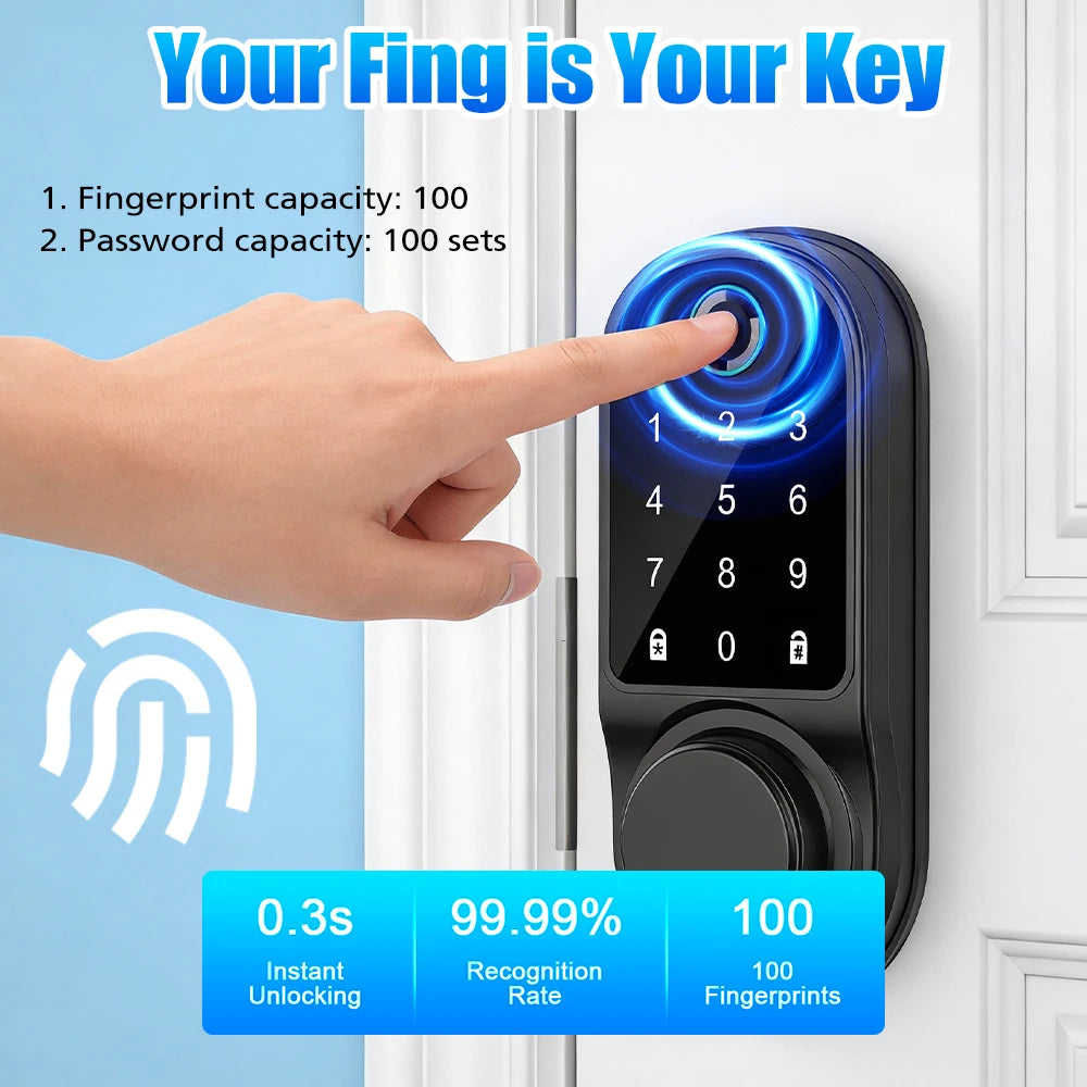 Smart Fingerprint Keypad Deadbolt Door Lock
