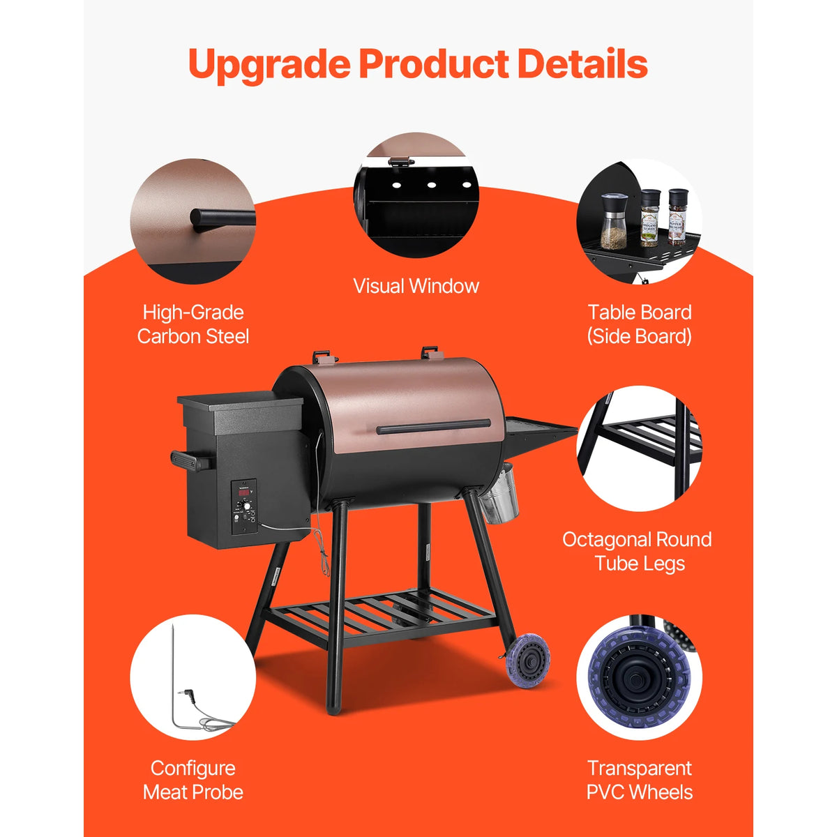 SucceBuy Wood Pellet Grill Smoker With Digital Controller