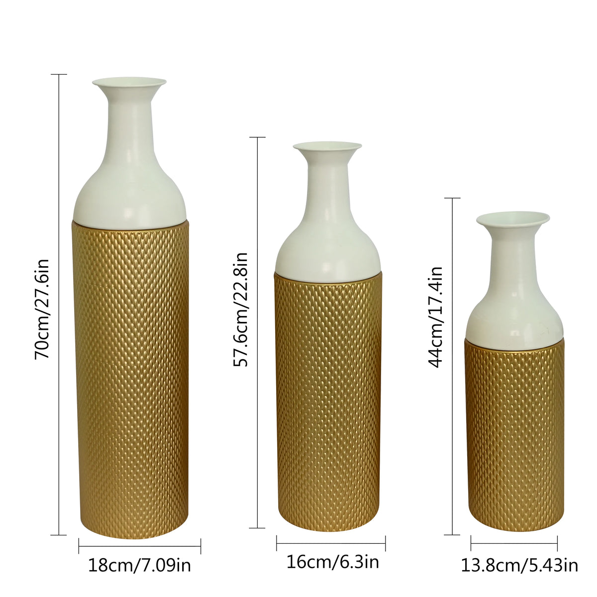 Vintage Nesting Metal Floor Vases For Home Decor