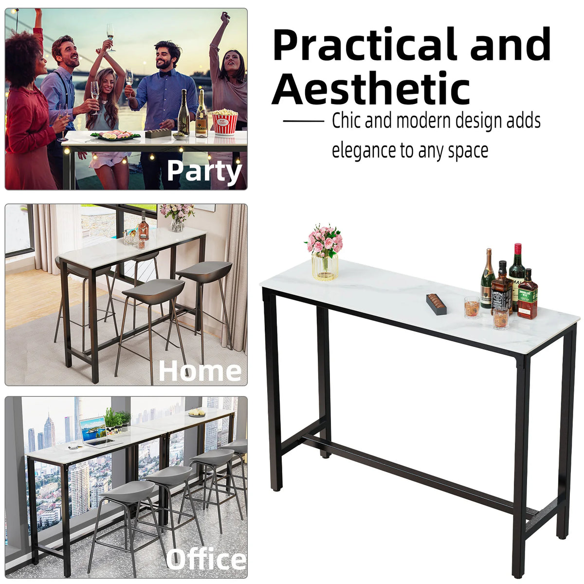 Wisfor Sintered Stone Counter Height Bar Table