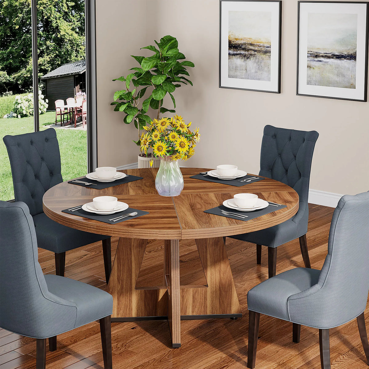 Tribesigns Round Farmhouse Dining Table