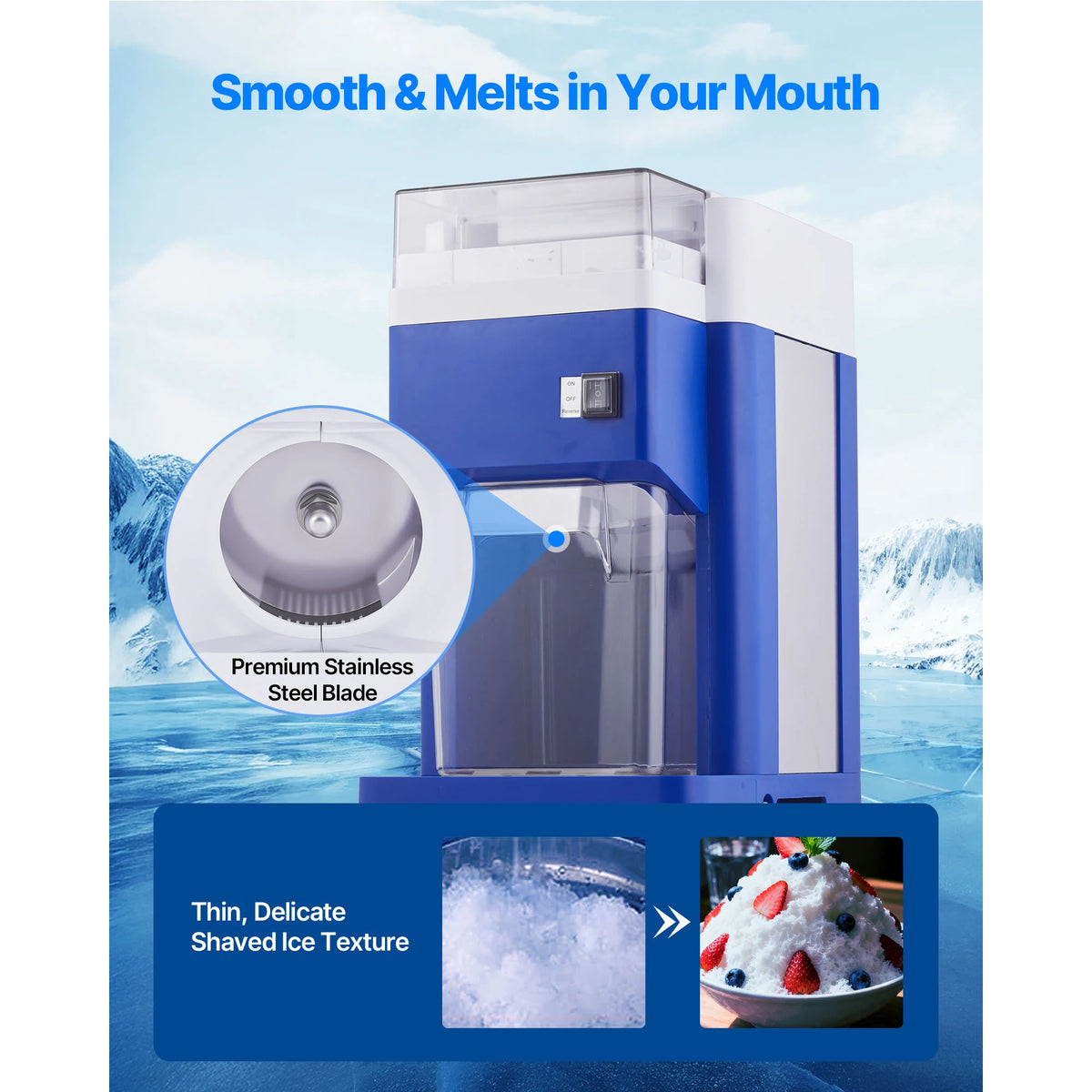 VEVOR Commercial Snow Cone Ice Shaver Stainless Steel Blades