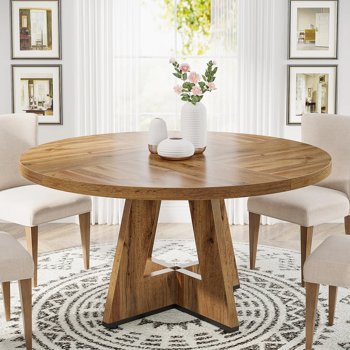 Tribesigns Round Farmhouse Dining Table