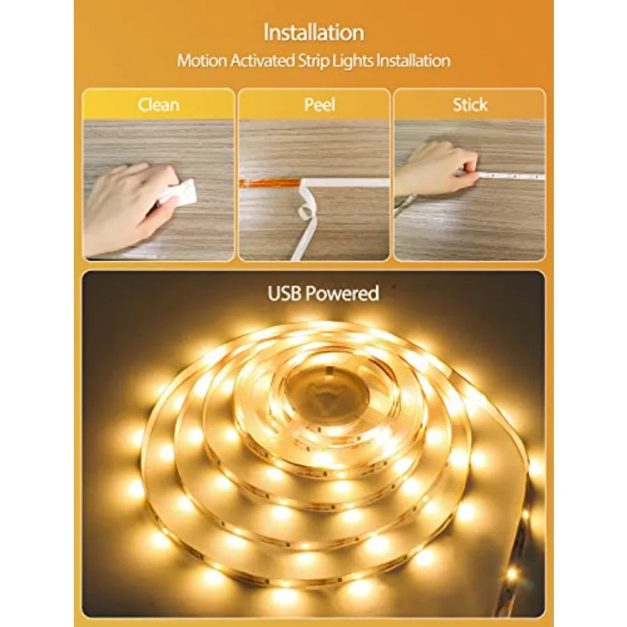 Solar Motion Sensor LED Under Bed Strip Lights With Timer