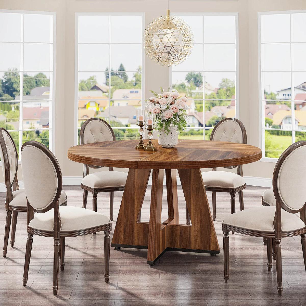 Tribesigns Round Farmhouse Dining Table