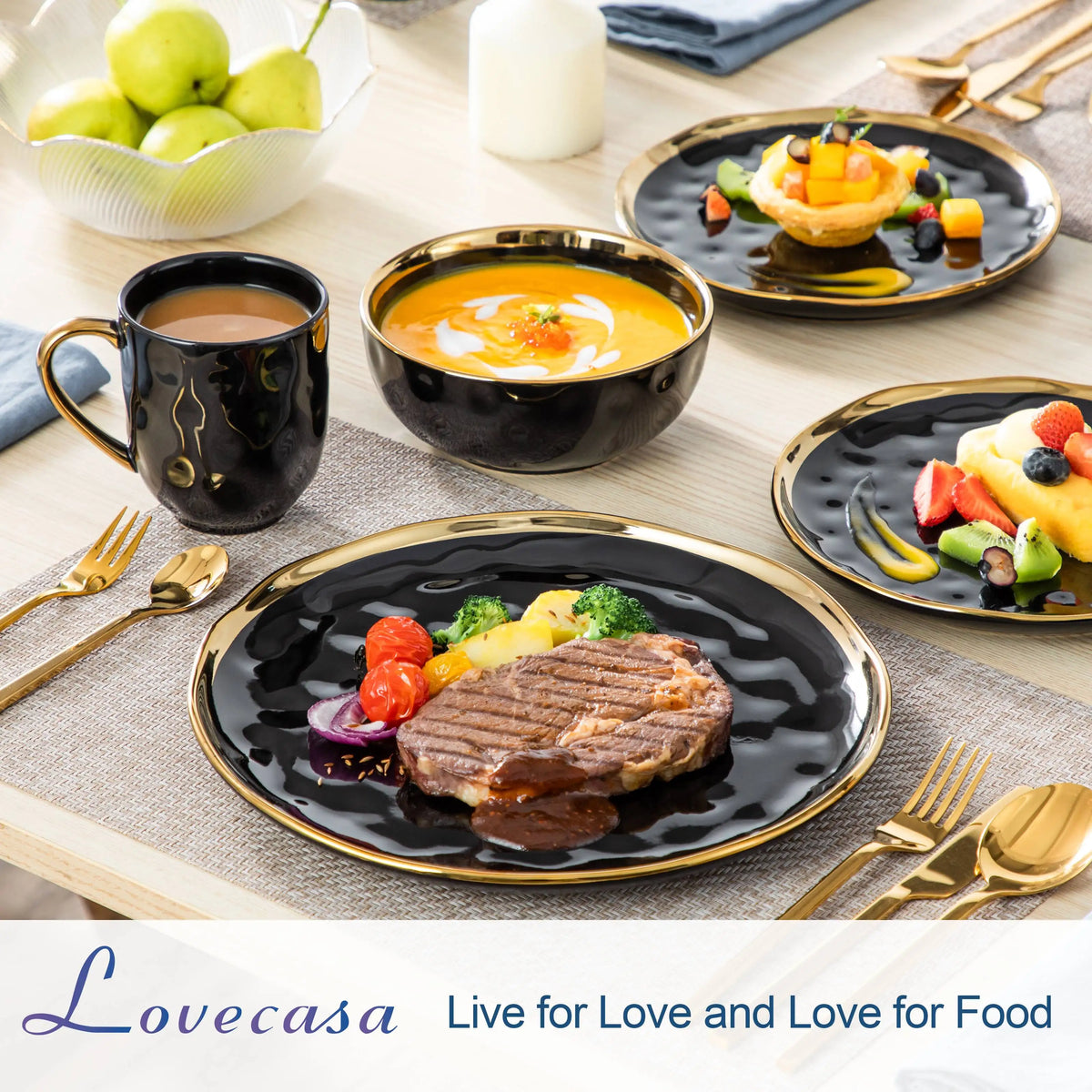 MALACASA Ceramic Dinnerware Set with Plates and Bowls