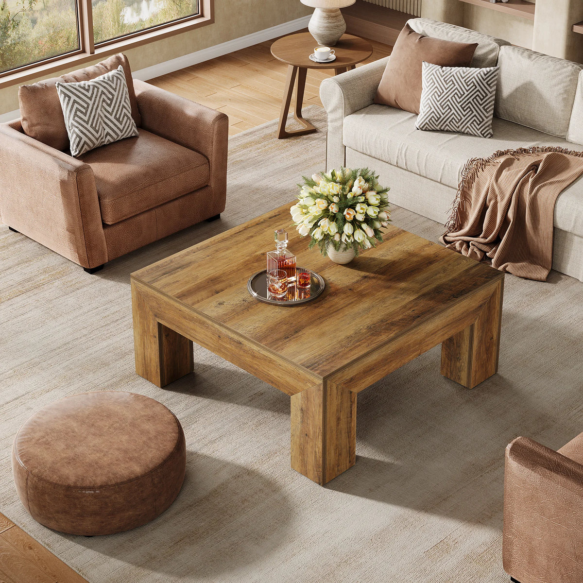 Tribesigns Farmhouse Square Coffee Table