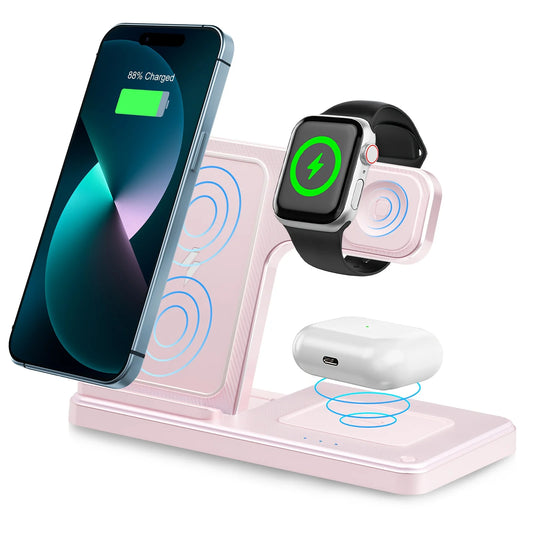 Foldable 15W Magnetic Wireless Three In One Charger