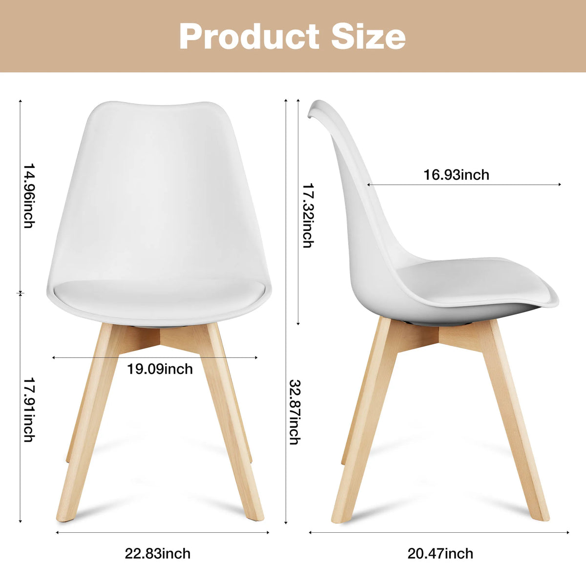 JHK PU Leather Dining Chair With Solid Wood Legs