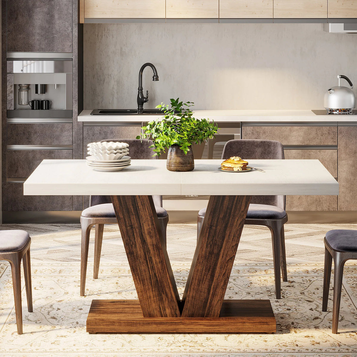 Tribesigns Farmhouse Wooden Dining Table for Home