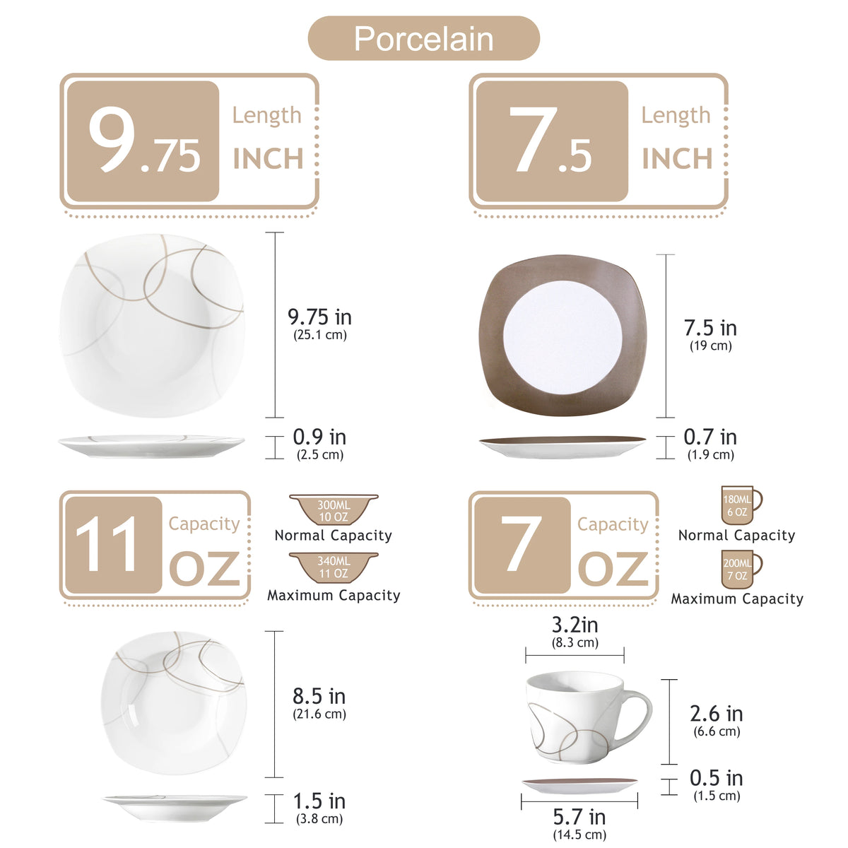 Malacasa Porcelain Ceramic Dinnerware Set