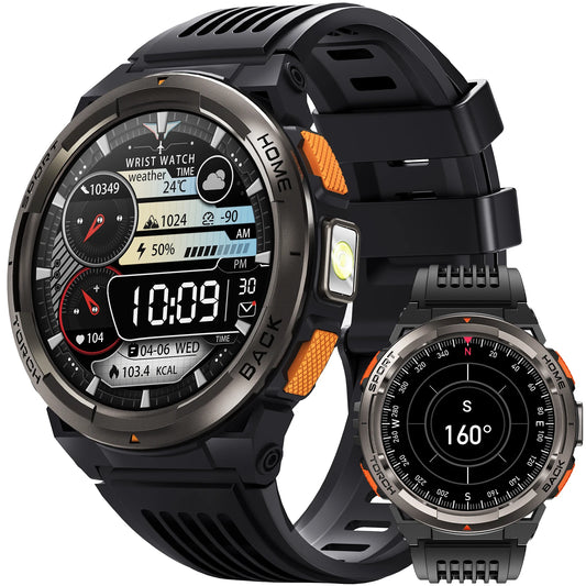 EIGIIS KE5 Rugged Waterproof Smartwatch With LED Flashlight