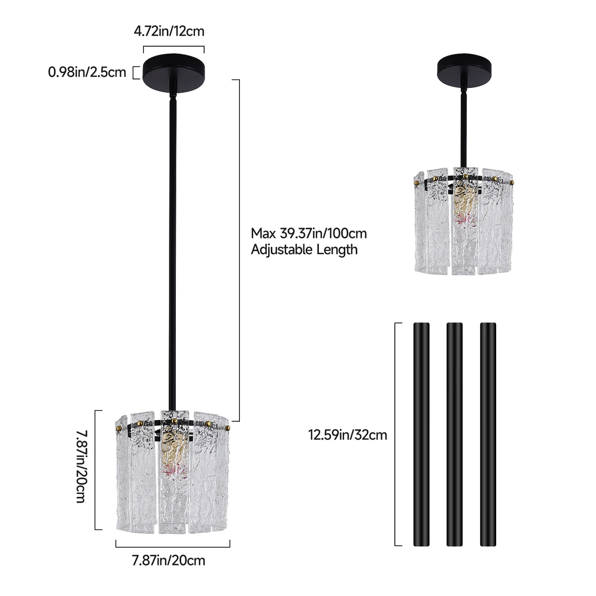 GreeLustr Crystal Glass Pendant Ceiling Light