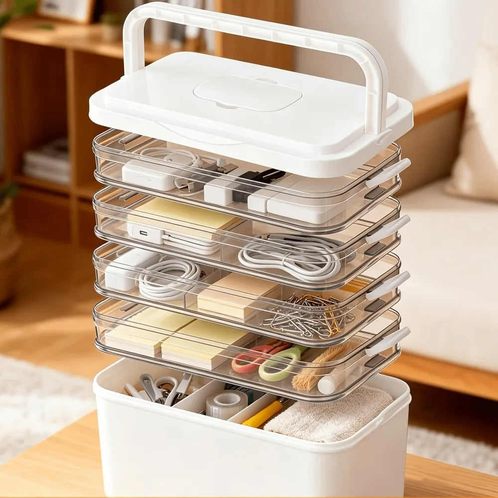 Five Layer Portable Plastic Storage Box for Home Storage