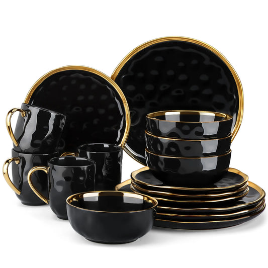 MALACASA Ceramic Dinnerware Set with Plates and Bowls