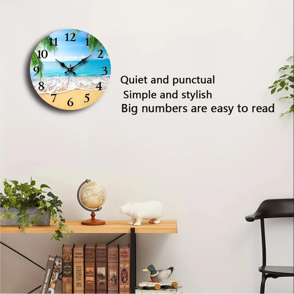 XMSJ Modern Wooden Round Silent Wall Clock
