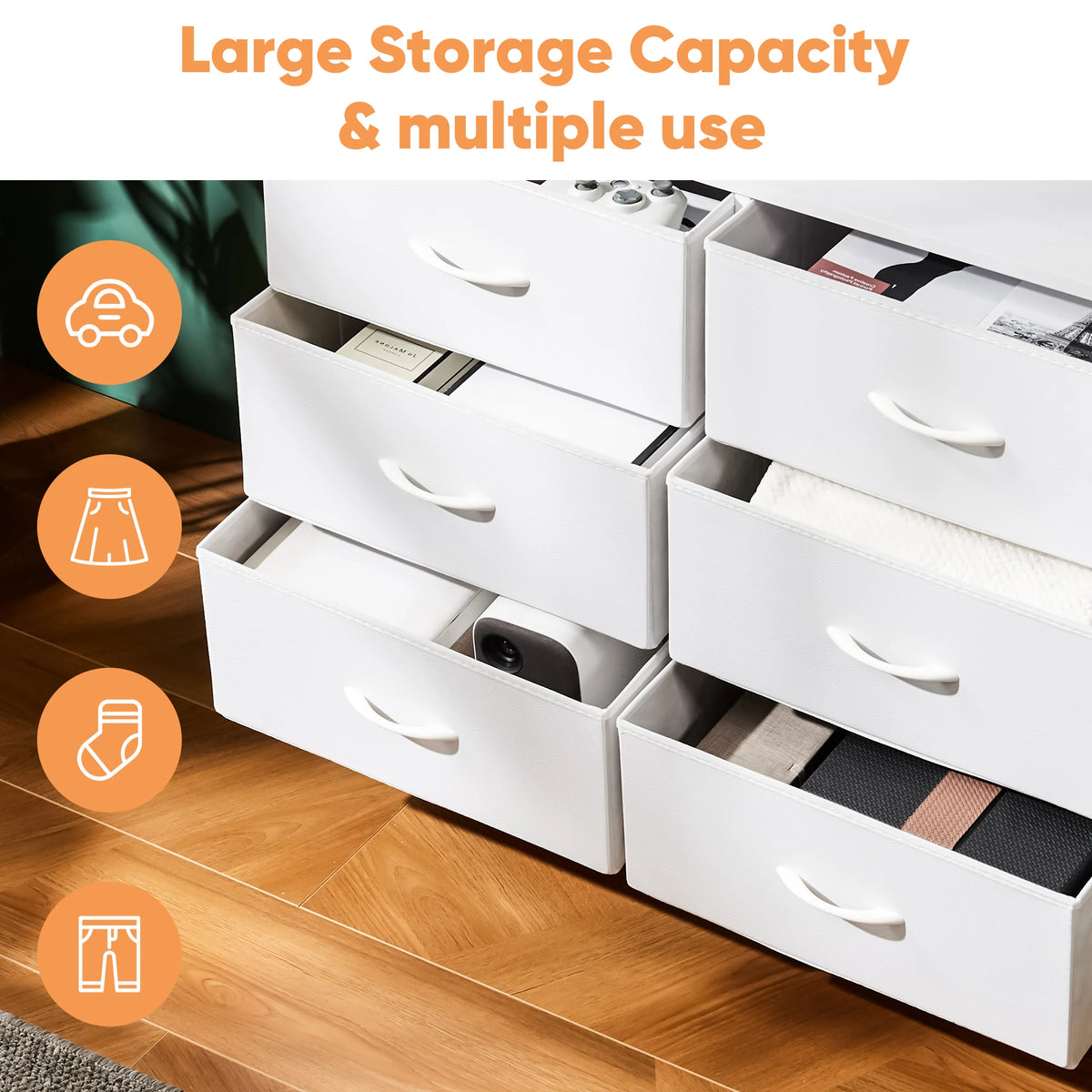JHK Fabric Drawer Wardrobe Storage Cabinet