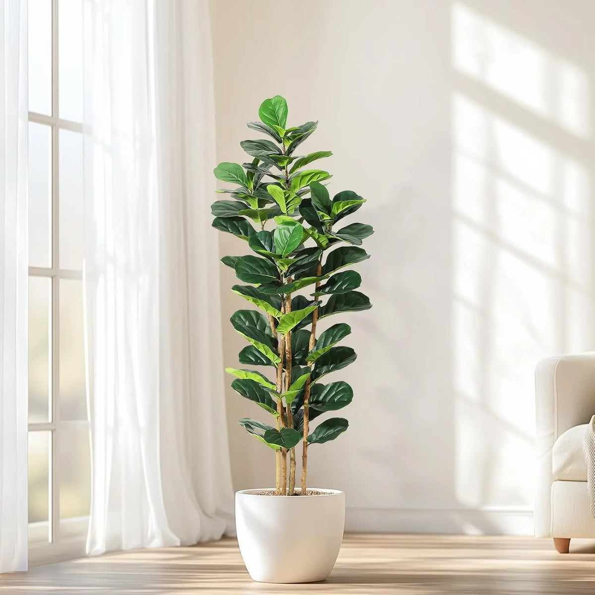HiMiss Artificial Fiddle Leaf Fig Tree With Pot