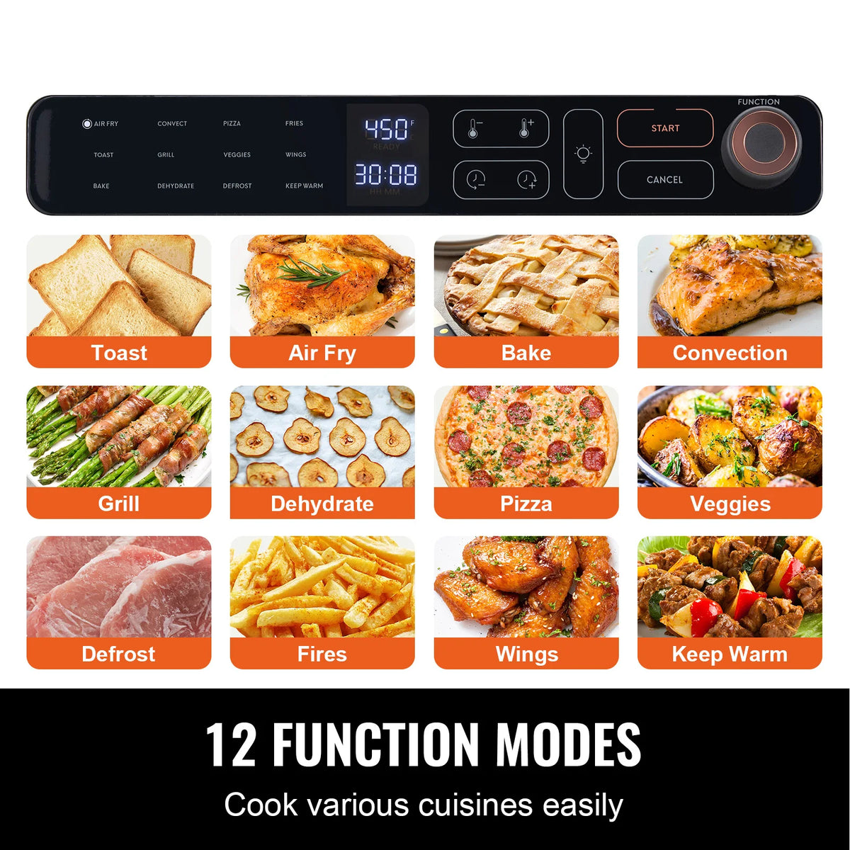 SucceBuy Air Fryer Toaster Oven Stainless Steel Combo